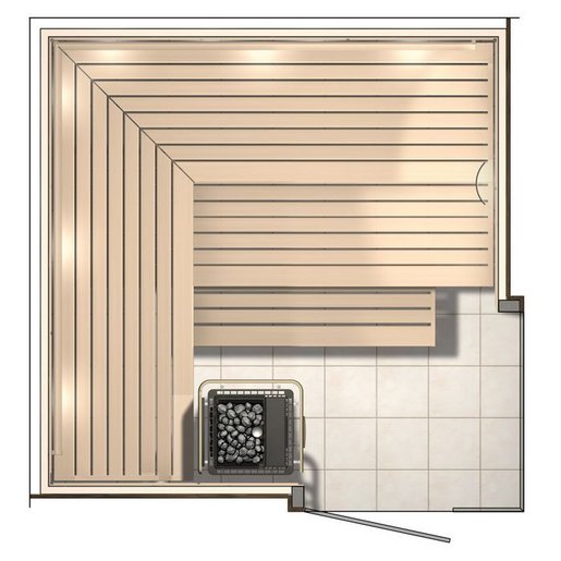 A typical layout for a sauna.