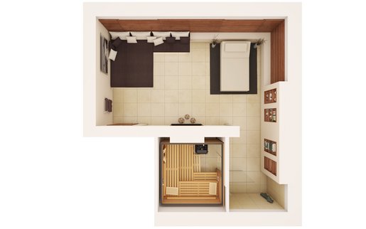 KLAFS ideas for sauna rooms: Floor plan for 40 m2 room size