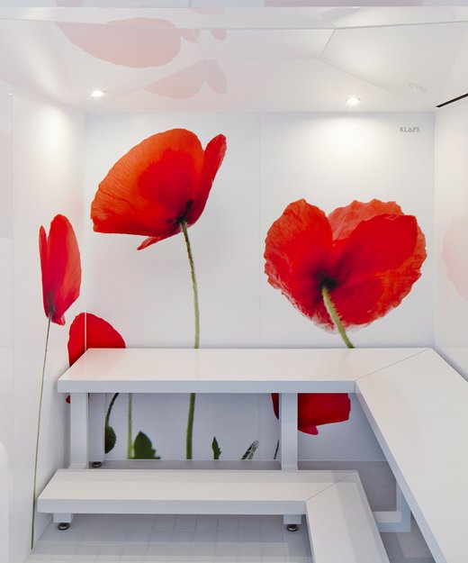 D6 steam bath poppy print design