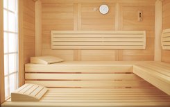 EMPIRE solid wood sauna: Entirely in Karelian spruce, this sauna looks particularly natural and offers the eye a lot of variety due to the lively grain of the wood