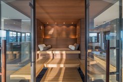 AURA sauna with double glass doors
