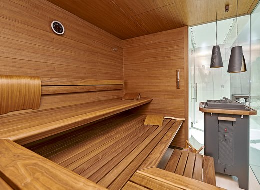 AURA sauna interior fittings in walnut