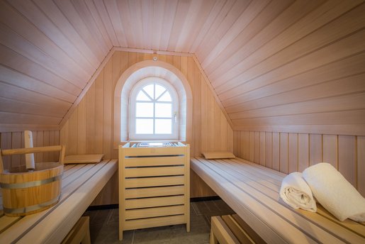 Interior of the KLAFS custom-made PREMIUM sauna, Sylt
