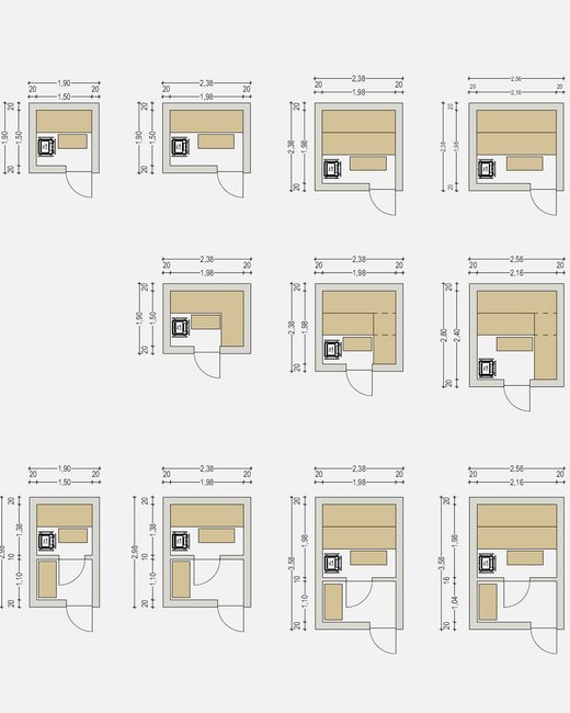 Floor plan options TARAS outdoor sauna