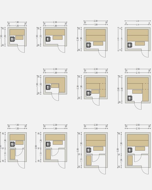 Floor plan options TARAS outdoor sauna