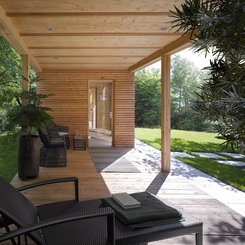 TALO outdoor sauna with terrace.